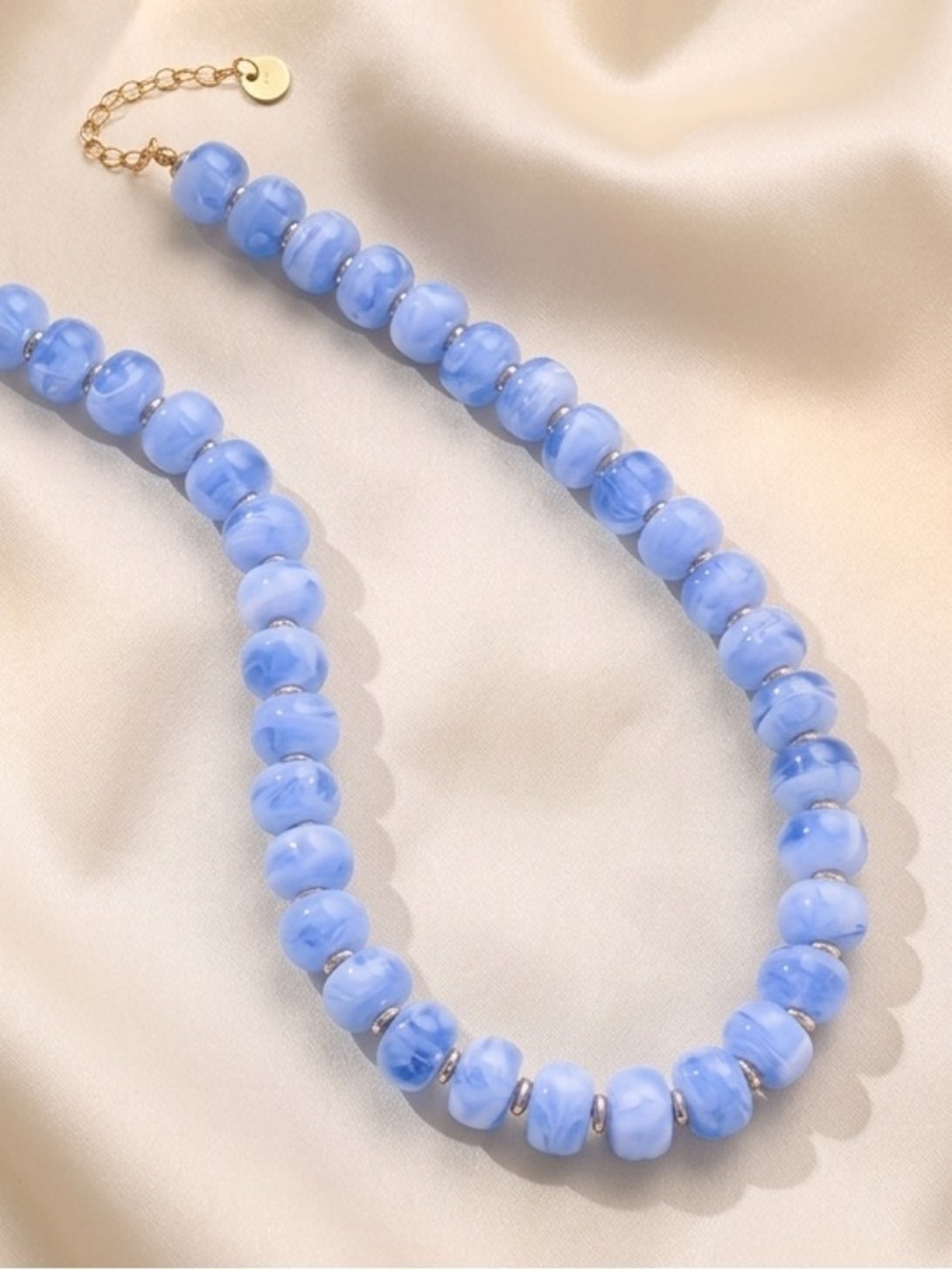 New! Light Blue Dopamine Beaded Necklace